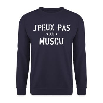 J peux pas j ai muscu - Sweat-shirt Unisexe - marine - Devant - Alina (178cm) & Michal (187cm)