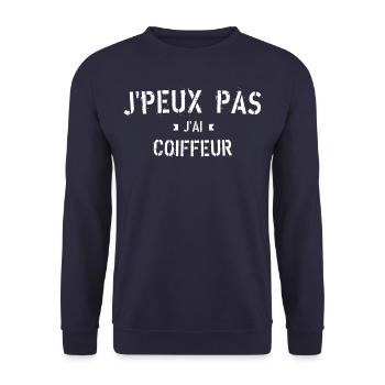 J peux pas j ai coiffeur - Sweat-shirt Unisexe - marine - Devant - Alina (178cm) & Michal (187cm)