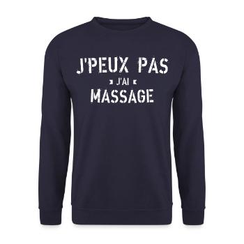 j'peux pas j'ai massage - Sweat-shirt Unisexe - marine - Devant - Alina (178cm) & Michal (187cm)