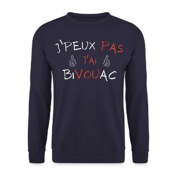 j'peux pas j'ai bivouac - Sweat-shirt Unisexe - marine - Devant - Alina (178cm) & Michal (187cm)