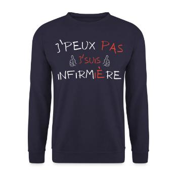 j'peux pas j'suis infirmière - Sweat-shirt Unisexe - marine - Devant - Alina (178cm) & Michal (187cm)