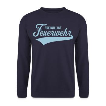 Freiwillige Feuerwehr (Schriftzug / Sky Blue) - Unisex Pullover - Navy - Vorne - Alina (178cm) & Michal (187cm)