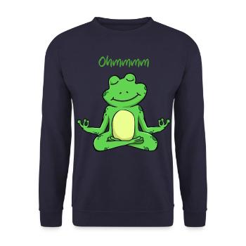 Ohmmm ein lustiger Yoga Frosch - Unisex Pullover - Navy - Vorne - Alina (178cm) & Michal (187cm)