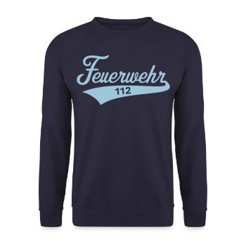 Feuerwehr 112 (Notruf / Feuerwehrmann / Skyblue) - Unisex Pullover - Navy - Vorne - Alina (178cm) & Michal (187cm)