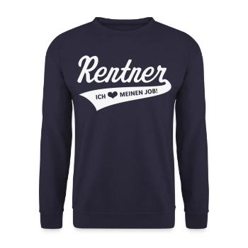 Rentner – Ich Liebe Meinen Job! (Ruhestand White) - Unisex Pullover - Navy - Vorne - Alina (178cm) & Michal (187cm)