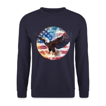 Adler USA Flagge - Unisex Pullover - Navy - Vorne - Alina (178cm) & Michal (187cm)