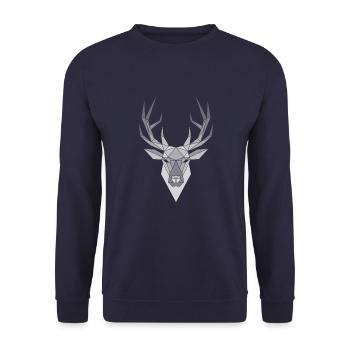 Origami polygone de cerf - Sweat-shirt Unisexe - marine - Devant - Alina (178cm) & Michal (187cm)