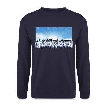 Gelsenkirchen Skyline - Unisex Pullover - Navy - Vorne - Alina (178cm) & Michal (187cm)