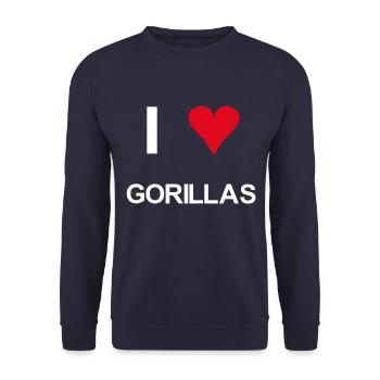 I love Gorillas - Unisex Pullover - Navy - Vorne - Alina (178cm) & Michal (187cm)