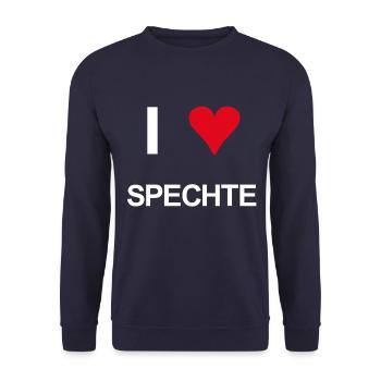 I love spechte - Unisex Pullover - Navy - Vorne - Alina (178cm) & Michal (187cm)