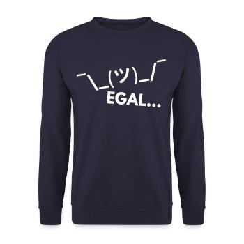 Egal - lustige Sprüche - Unisex Pullover - Navy - Vorne - Alina (178cm) & Michal (187cm)
