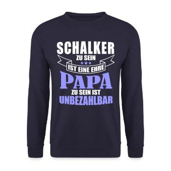 Schalker Papa | Schalke Vatertags Geschenkidee - Unisex Pullover - Navy - Vorne - Alina (178cm) & Michal (187cm)