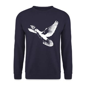 Colombe blanche de la paix - Sweat-shirt Unisexe - marine - Devant - Alina (178cm) & Michal (187cm)