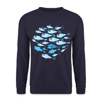 Fisch Cyan - Unisex Pullover - Navy - Vorne - Alina (178cm) & Michal (187cm)
