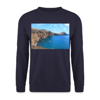 Madeira Portugal Poster - Unisex Sweatshirt - navy - Front - Alina (178cm) & Michal (187cm)