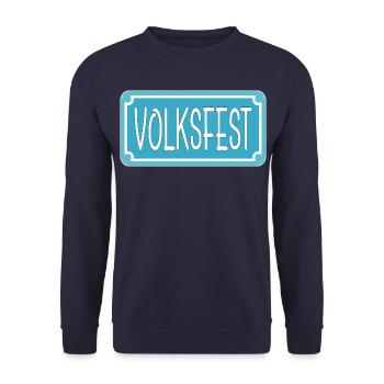 STRAßENSCHILD VOLKSFEST - Unisex Pullover - Navy - Vorne - Alina (178cm) & Michal (187cm)