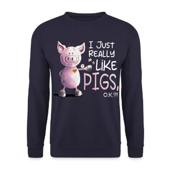 I Just Really Like Pigs Pig - Unisex Sweatshirt - navy - Front - Alina (178cm) & Michal (187cm)
