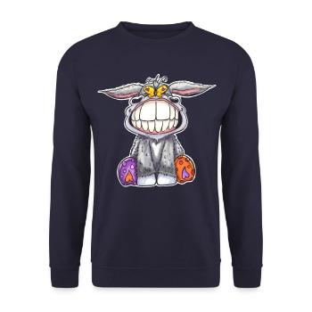Âne Grin - un sourire en dit plus de 1000 mots - Sweat-shirt Unisexe - marine - Devant - Alina (178cm) & Michal (187cm)