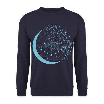 Moth Moon Flowers - Unisex Sweatshirt - navy - Front - Alina (178cm) & Michal (187cm)