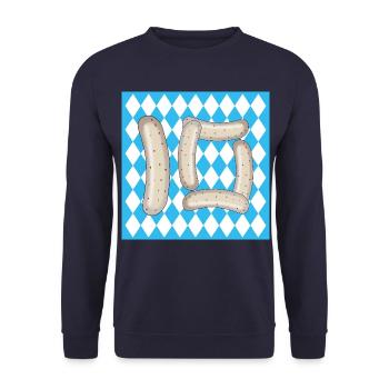 ZAHL 10 - BAYERN ZEHN - Weißwurst - Unisex Pullover - Navy - Vorne - Alina (178cm) & Michal (187cm)