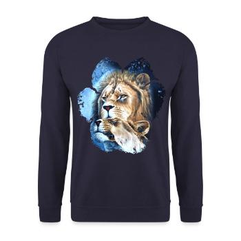 Paire de lions 2 - Sweat-shirt Unisexe - marine - Devant - Alina (178cm) & Michal (187cm)