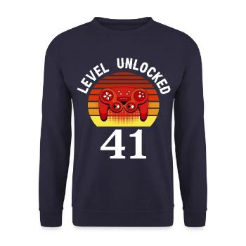 Level 41 unlocked 41 Birthday 41 years old - Unisex Sweatshirt - navy - Front - Alina (178cm) & Michal (187cm)