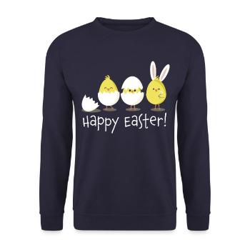 Happy Easter Chick Egg Easter Egg - Unisex Sweatshirt - navy - Front - Alina (178cm) & Michal (187cm)