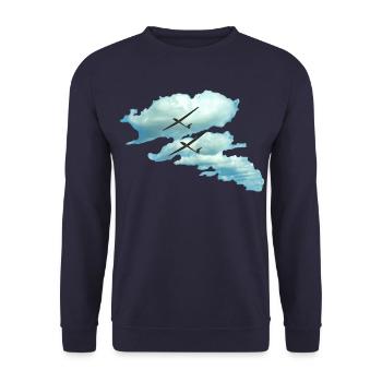 Wolkenstraße Segelflieger Segelflugzeug Geschenk - Unisex Pullover - Navy - Vorne - Alina (178cm) & Michal (187cm)
