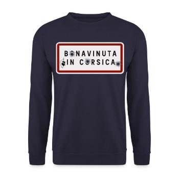 Bonavinuta in Corsica Panneau Humoristique - Sweat-shirt Unisexe - marine - Devant - Alina (178cm) & Michal (187cm)