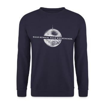 Half Weekend | Pulau Kreasi - Unisex Sweatshirt - navy - Front - Alina (178cm) & Michal (187cm)