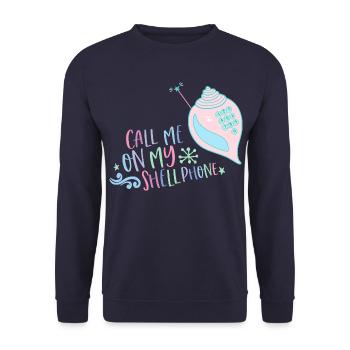 Appelez-moi sur mon Shellphone Mermaid rétro années 80 - Sweat-shirt Unisexe - marine - Devant - Alina (178cm) & Michal (187cm)