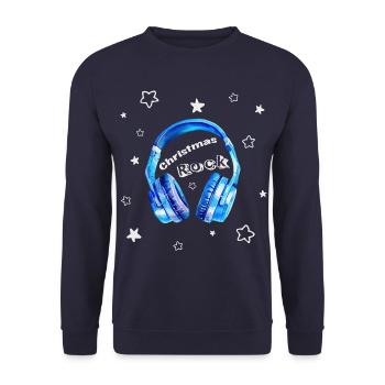 Christmas Rock - cooler Kopfhörer - Unisex Pullover - Navy - Vorne - Alina (178cm) & Michal (187cm)