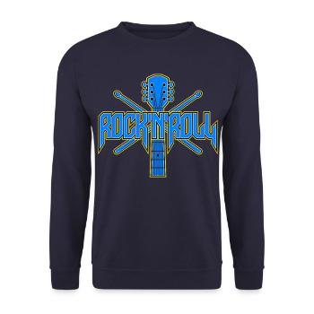 Rock & Roll Guitar Emblem - Unisex Sweatshirt - navy - Front - Alina (178cm) & Michal (187cm)
