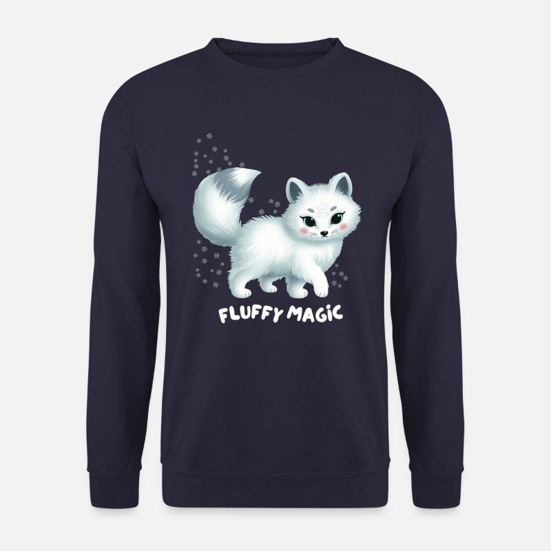 White Fox with Fluffy Kitty - Unisex Sweatshirt - navy