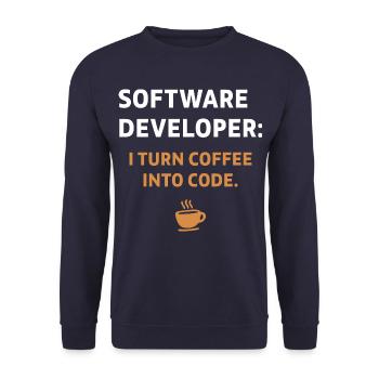 Software Developer - Coffee Edition - Unisex Sweatshirt - navy - Front - Alina (178cm) & Michal (187cm)
