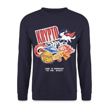 Supergirl Movie Collage Stickers Krypto & Citation - Sweat-shirt Unisexe - marine - Devant - Alina (178cm) & Michal (187cm)