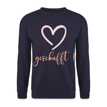 Herzliche Glückwünsche - Geschafft - Unisex Pullover - Navy - Vorne - Alina (178cm) & Michal (187cm)