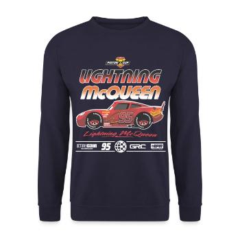 Cars Seitenprofil Lightning McQueen - Unisex Pullover - Navy - Vorne - Alina (178cm) & Michal (187cm)