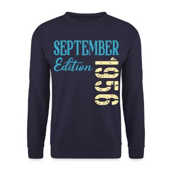 September 1956 - 70th birthday - Unisex Sweatshirt - navy - Front - Alina (178cm) & Michal (187cm)