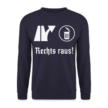 Rechts Raus! (Gegen Rechts / Politik / Fraktur) - Unisex Pullover - Navy - Vorne - Alina (178cm) & Michal (187cm)