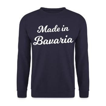 Bayern Schriftzug: Made in Bavaria - Unisex Pullover - Navy - Vorne - Alina (178cm) & Michal (187cm)