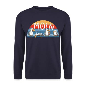 Möwen Moin Nordsee Ostsee Küste Maritim Humor - Unisex Pullover - Navy - Vorne - Alina (178cm) & Michal (187cm)