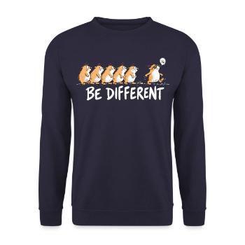 Lemminge Be Different Individualität Statement Hum - Unisex Pullover - Navy - Vorne - Alina (178cm) & Michal (187cm)