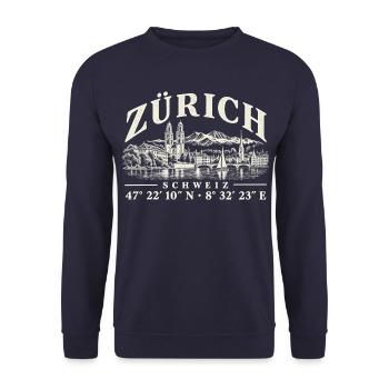 Zürich Grossmünster Alpen See Schweiz Geschenk - Unisex Pullover - Navy - Vorne - Alina (178cm) & Michal (187cm)