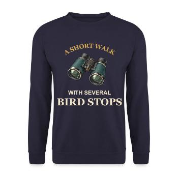 Ein kurzer Spaziergang mit mehreren Vogelstopps - Unisex Pullover - Navy - Vorne - Alina (178cm) & Michal (187cm)