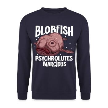 Tiefsee Monster - Blobfisch - Unisex Pullover - Navy - Vorne - Alina (178cm) & Michal (187cm)