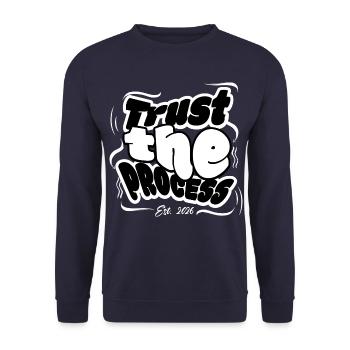 Trust The Process Vintage 90s Streetwear T-Shirt - Unisex Pullover - Navy - Vorne - Alina (178cm) & Michal (187cm)