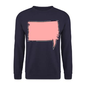 Eckige Sprechblase in Rosa used look - Unisex Pullover - Navy - Vorne - Alina (178cm) & Michal (187cm)