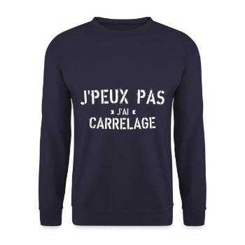 J peux pas j ai Carrelage - Sweat-shirt Unisexe - marine - Devant - Alina (178cm) & Michal (187cm)