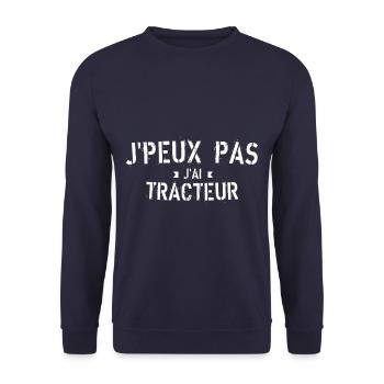 J Peux pas j ai tracteur - Sweat-shirt Unisexe - marine - Devant - Alina (178cm) & Michal (187cm)